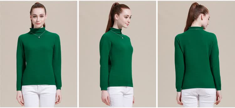 Sara Phillips女士纯山羊绒衫 <em>高领堆</em>领套头纯色