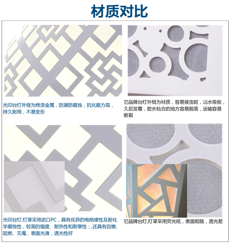 X光印灯饰现代简约镂空雕花铁艺床头柜台灯装饰灯LED台灯田园台灯MT1093 方形
