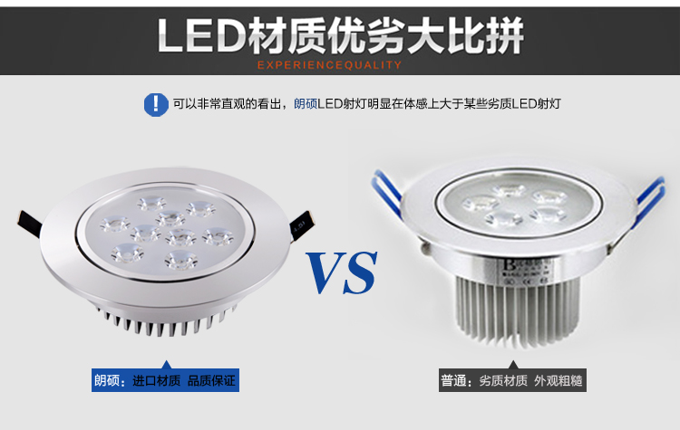 朗硕 led射灯led灯一体天花筒灯过道灯走廊灯玄关灯餐厅卧室灯7W灯具LS3025-9 高光银白光
