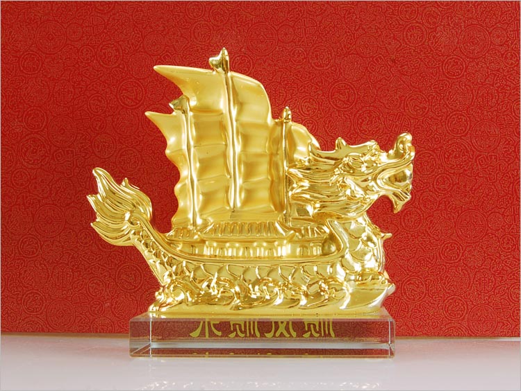 上善好 工艺品摆件 办公桌招财顺风顺水龙船装饰品