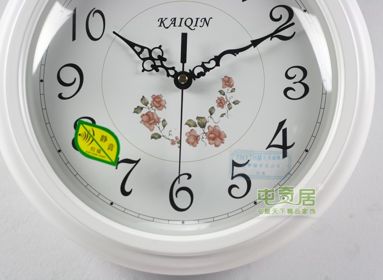 
                                        凯琴（KAIQIN）12寸中号欧式木头餐厅客厅挂钟进口静音机芯/1127 棕色                