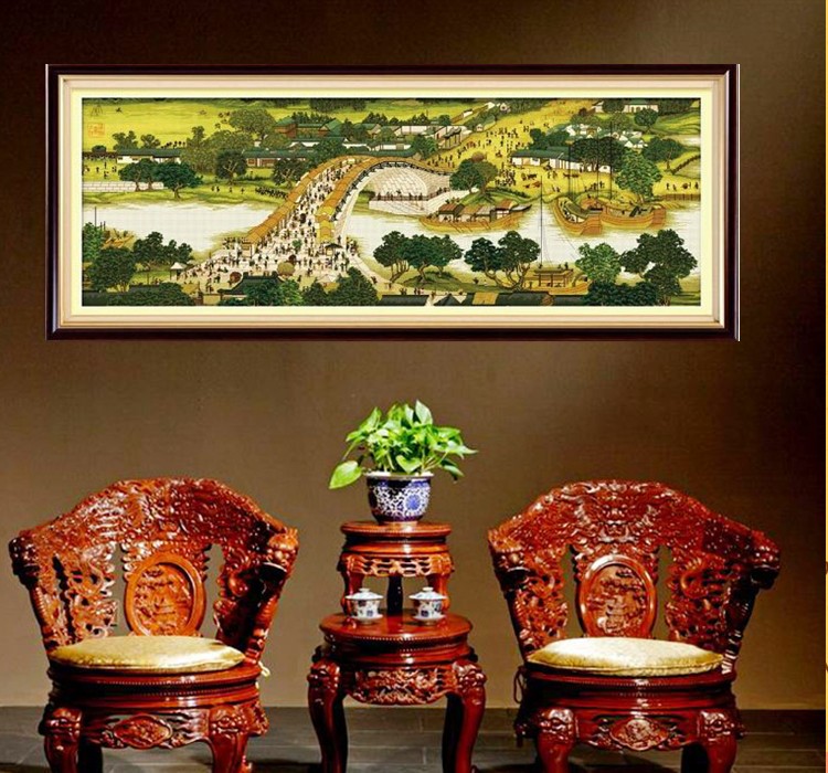 
                                                                                蒙娜丽莎十字绣精准印花套件装新款清明上河图客厅大幅画风景中国风棉线古绢布客厅卧室经典 3米古娟布精准印花                