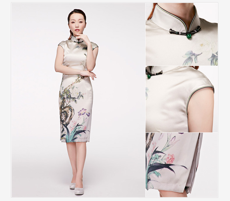 Wooden spring and summer of 2015 Really replace the new Chinese silk dress China wind improved cheongsam dress elegant beauty girl skirt 11518 15 green background birdie XL Photo, prices, brand platters! The elections are supplied in the national character of distribution, so action, buy now enjoy more preferential! As soon as possible.