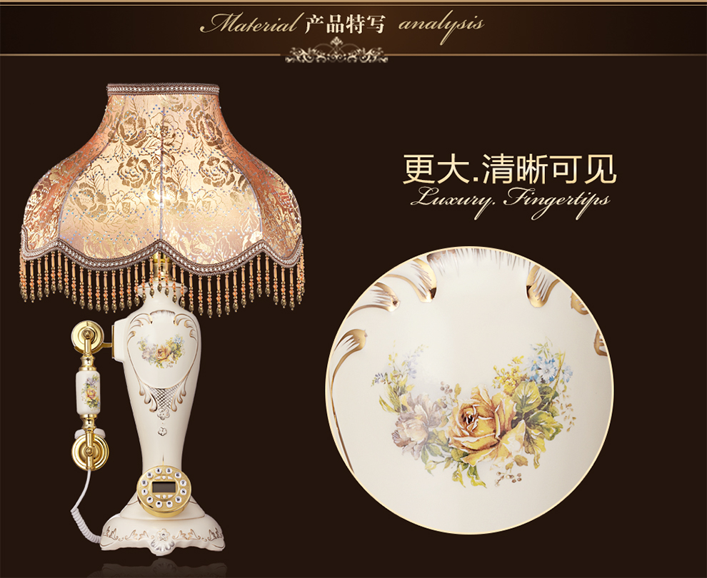 佳话坊 卧室床头现代无绳无线电话机台灯 家居摆件时尚工艺品 欧式大号装饰灯 客厅陶瓷装饰品 白色