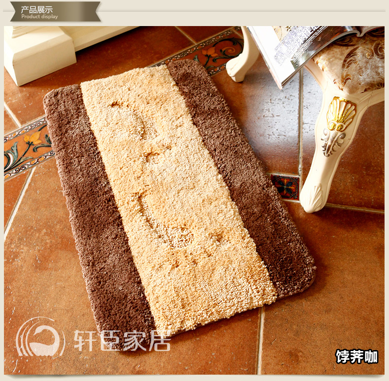 
                                        轩臣地垫 地垫门垫进门垫子卧室厨房门厅门口卫生间浴室防滑垫吸水脚垫 蓝莓色-条纹 60CM*90CM                