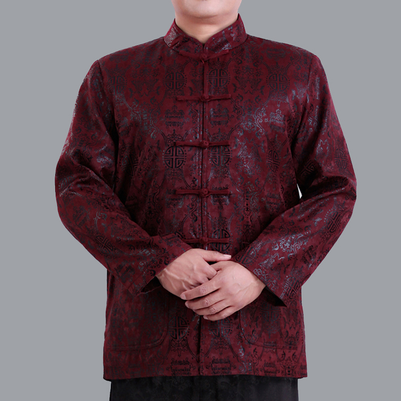 Adam and Eve elderly men's autumn and winter upscale folder cotton collar Tang jackets and China wind loose men thin cotton Tang dynasty male national costumes 1106 red/plus winter) 180, Adam and Eve cotton elderly shopping on the Internet has been presse