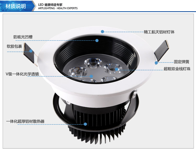 朗硕 led射灯360度旋转射灯筒灯过道灯走廊灯玄关灯餐厅卧室灯5W灯具LS3033-5 白光