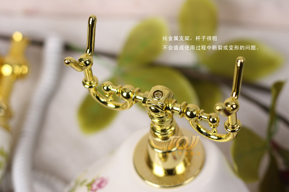 
                                                                                屯奇居（TQJ）陶瓷田园仿古电话机家用装饰品卧室现代复古固定电话客厅座机摆件 金色花纹二(背光免提版)                