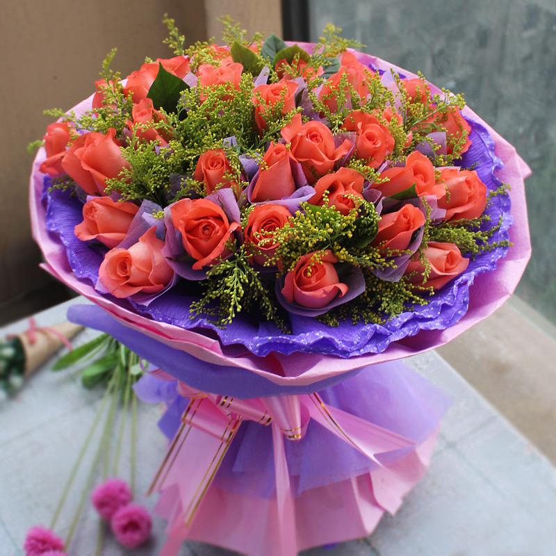 29朵粉玫瑰鲜花+爱情鲜花
