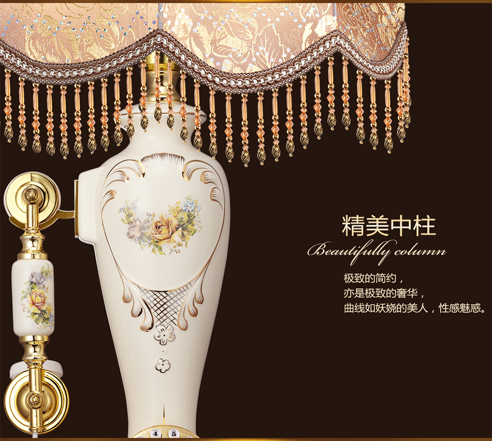 佳话坊 卧室床头现代无绳无线电话机台灯 家居摆件时尚工艺品 欧式大号装饰灯 客厅陶瓷装饰品 白色
