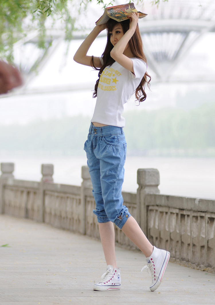 拳击猫 2014夏装<em>女牛仔</em>短裤韩版<em>哈伦</em>裤<em>马裤</em>中