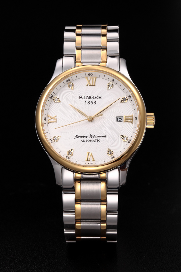 爆款!瑞士宾格BINGER全自动机械表土豪金幸运