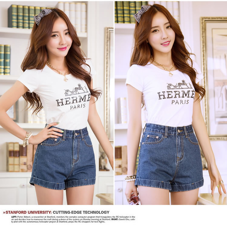 凝客诚品2014新款宽松<em>AA</em>高腰牛仔<em>短裤</em>欧美显