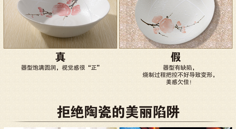 日本餐具 进口陶瓷 美浓烧 瓷汤碗 美浓烧五彩梅花大汤碗 UN-10 8.3英寸 套装更实惠(无礼盒)