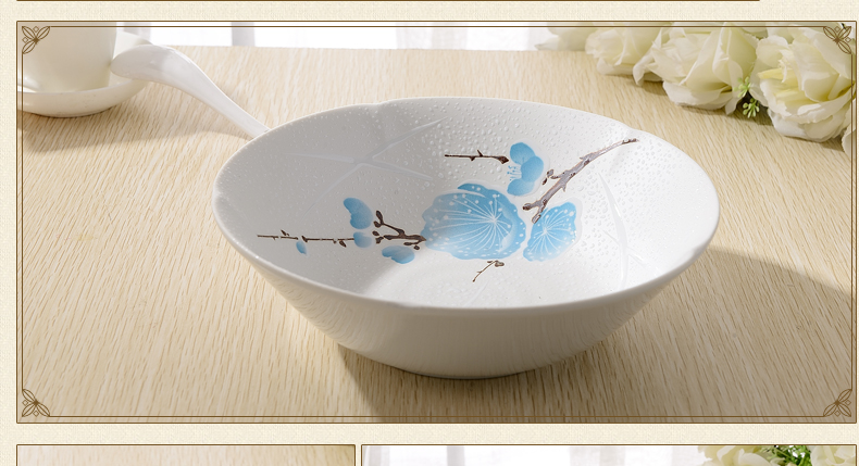 日本餐具 进口陶瓷 美浓烧 瓷汤碗 美浓烧五彩梅花大汤碗 UN-10 8.3英寸 套装更实惠(无礼盒)