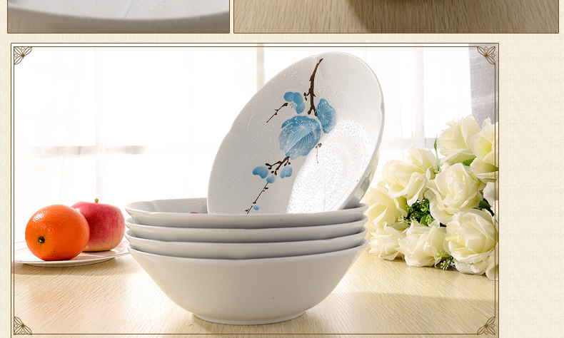 日本餐具 进口陶瓷 美浓烧 瓷汤碗 美浓烧五彩梅花大汤碗 UN-10 8.3英寸 套装更实惠(无礼盒)