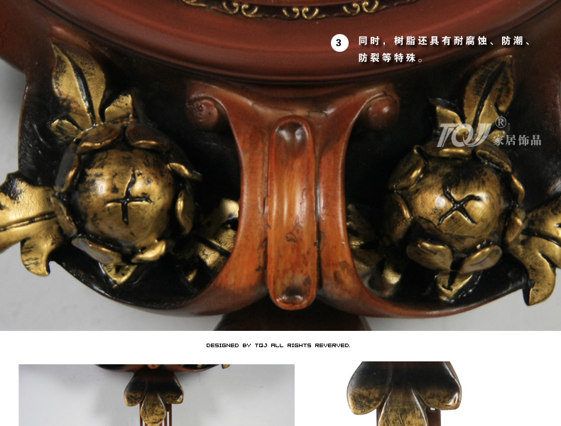 丽盛花朵造型欧式客厅静音挂钟/挂表/卧室钟表/餐厅摆钟时钟 棕色