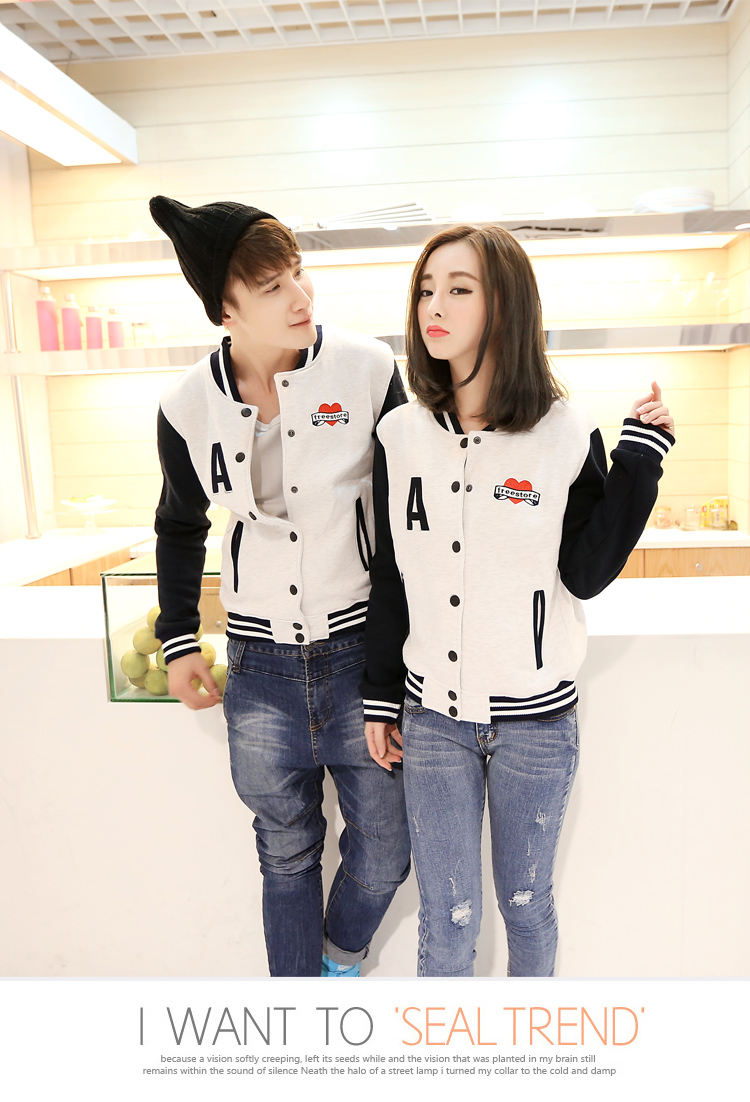 2015情侣装秋装韩版棒球服<em>女长袖卫衣外套开</em>