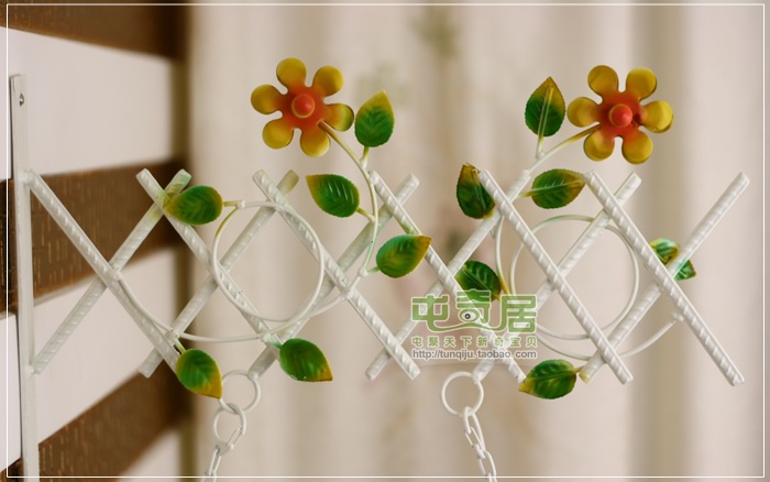 TQJ/台湾太阳机芯/铁艺田园双面挂钟/玻璃钟面2230 白色