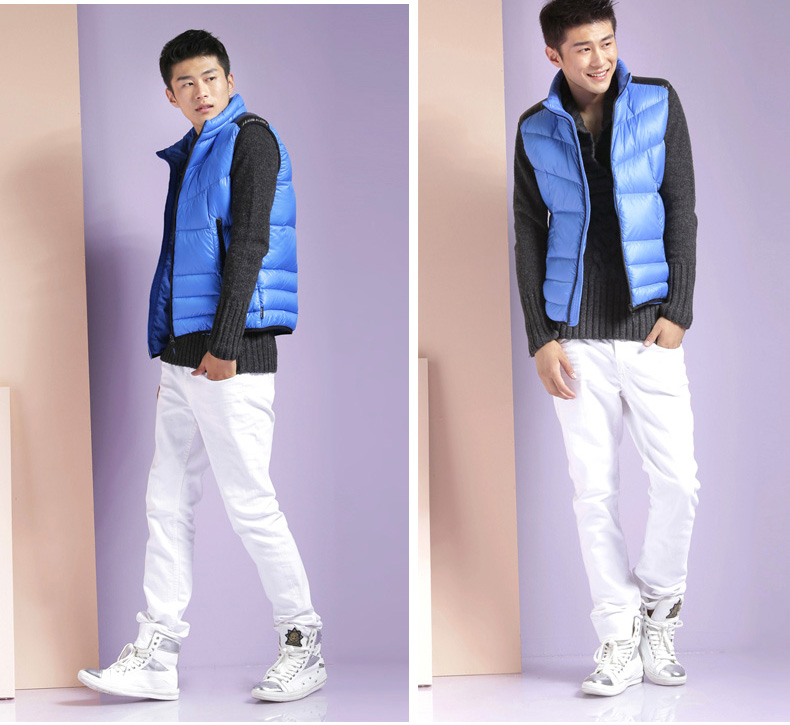 男士运动时尚撞色拼接针织包边轻薄<em>羽绒马甲</em>男