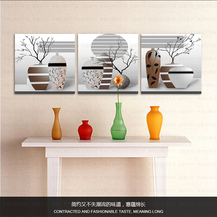 
                                        芙林达 3d十字绣客厅新款大幅卧室丝线绣印花十字绣花瓶三联系列 3D印花 丝线144*48cm                