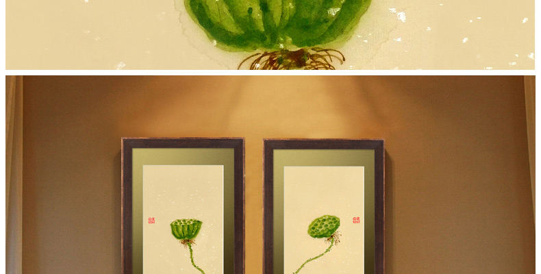 
                                        墙蛙 蜻莲 餐厅装饰画中式客厅挂画企业办公室挂画墙画字画国画 AB一套棕木纹画框 画框尺寸47cmX67cm                