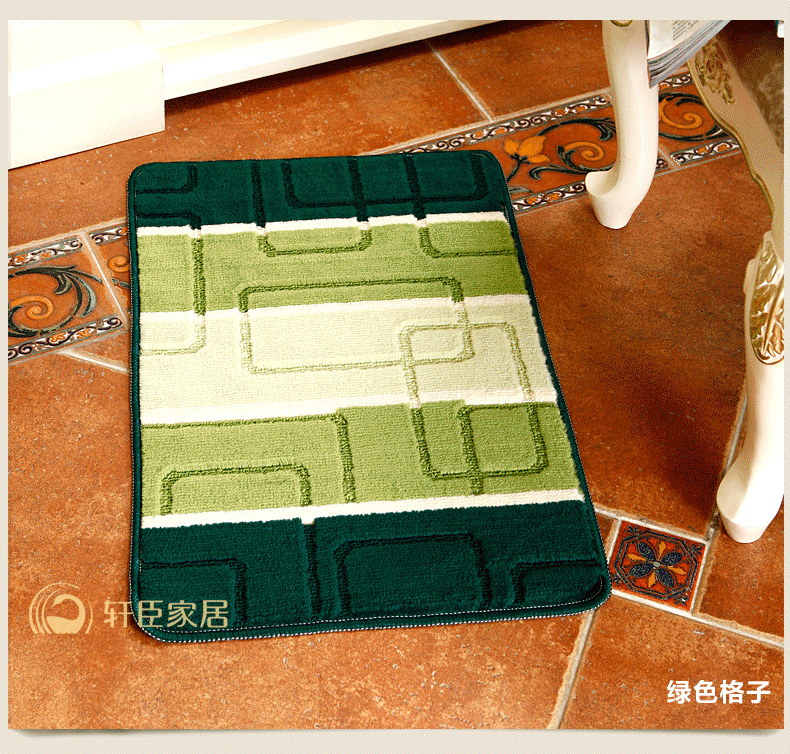轩臣家居 三色亮丝防滑地垫 门垫 进门脚垫 咖啡格子 40CM*60CM