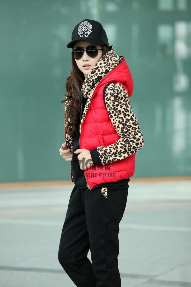 水瑶寒香 <em>女式卫衣三件套</em> 羽绒棉马甲连帽套头