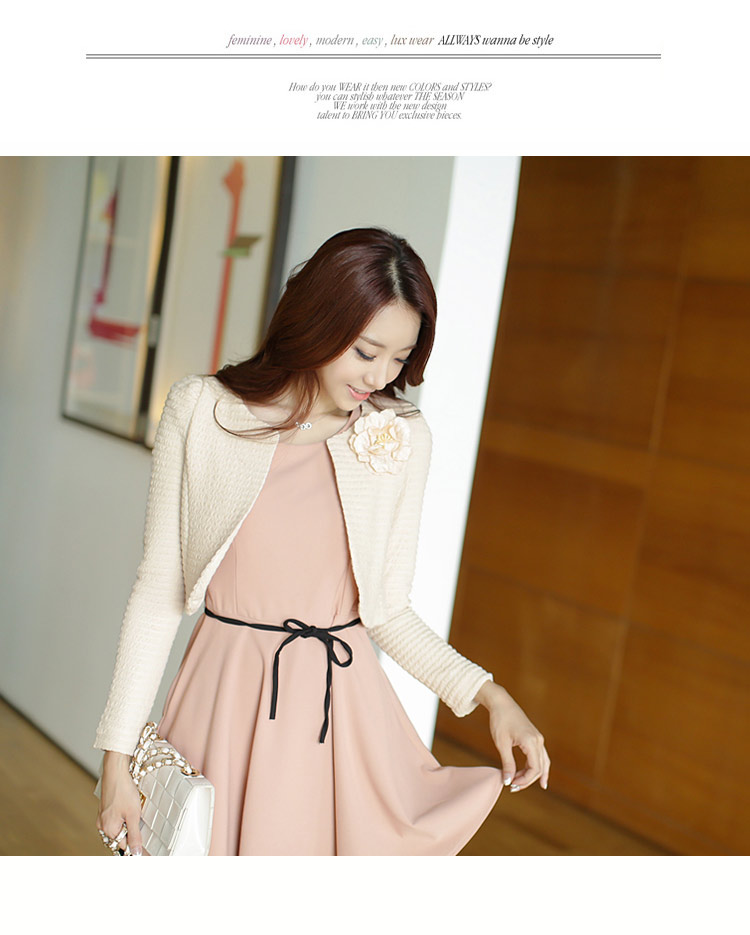 韩版优雅甜美百搭针织短<em>外套泡泡</em>袖<em>超短小外套</em>