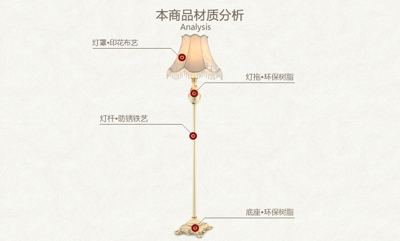 欧式落地灯 简约时尚落地灯饰 立式台灯 客厅卧室台灯必备 D01 D01珍珠色