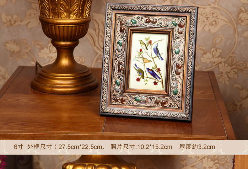 天字一号复古相框摆台 宫廷相架创意3 6 7寸镶钻上釉实木框照片框 实木上釉镶钻 3寸6寸7寸各一个(画芯不指定随机发)