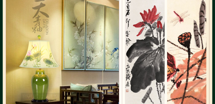 比月照明 新中式卧室床头灯复古台灯创意时尚结婚灯饰陶瓷护眼灯学生台灯3093