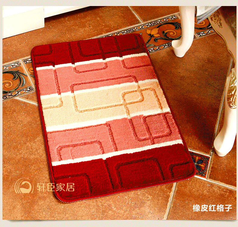 轩臣家居 三色亮丝防滑地垫 门垫 进门脚垫 咖啡格子 40CM*60CM