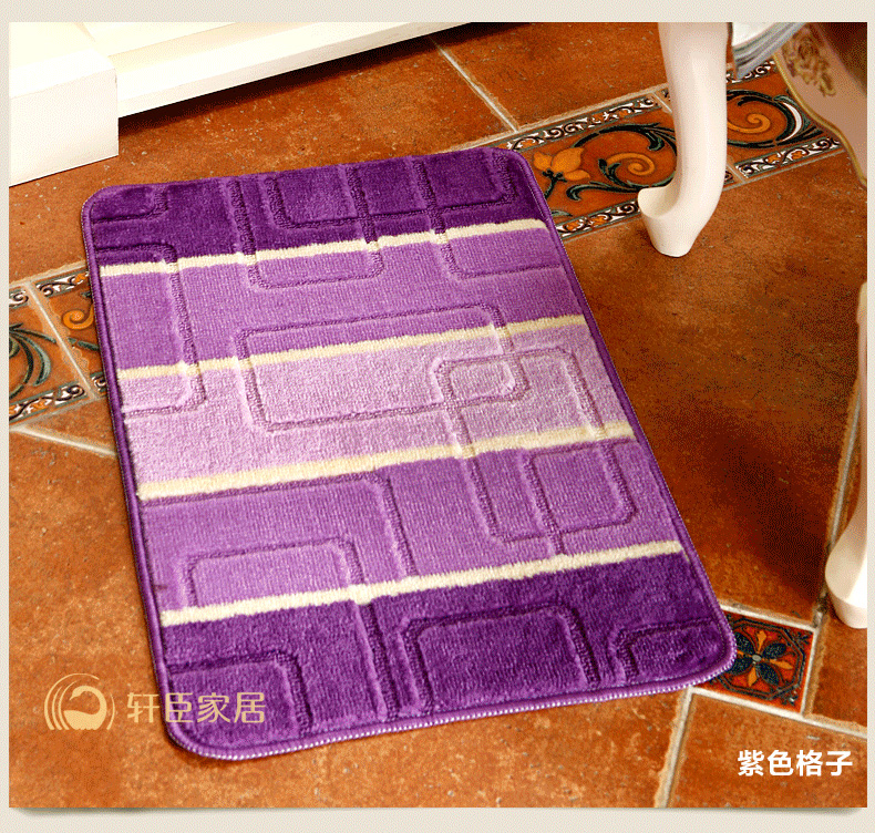 轩臣家居 三色亮丝防滑地垫 门垫 进门脚垫 咖啡格子 40CM*60CM