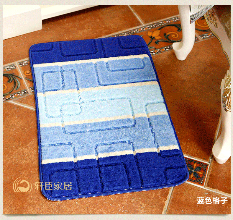 轩臣家居 三色亮丝防滑地垫 门垫 进门脚垫 咖啡格子 40CM*60CM