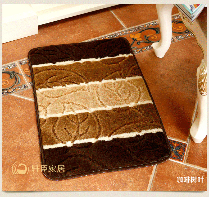 轩臣家居 三色亮丝防滑地垫 门垫 进门脚垫 咖啡格子 40CM*60CM