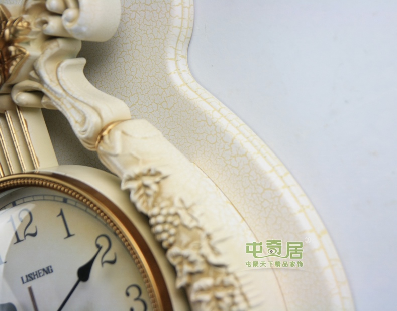 
                                                            丽盛（LISHENG）正品中号欧式客厅静音挂钟/挂表/卧室钟表/餐厅摆钟时钟 浅黄色                