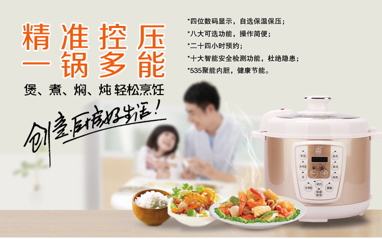 三角牌(Triangle)WYB-S0515电压力锅5L 微电脑智能压力检测