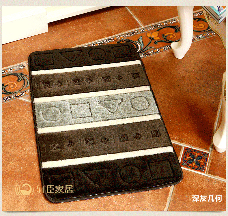 轩臣家居 三色亮丝防滑地垫 门垫 进门脚垫 咖啡格子 40CM*60CM
