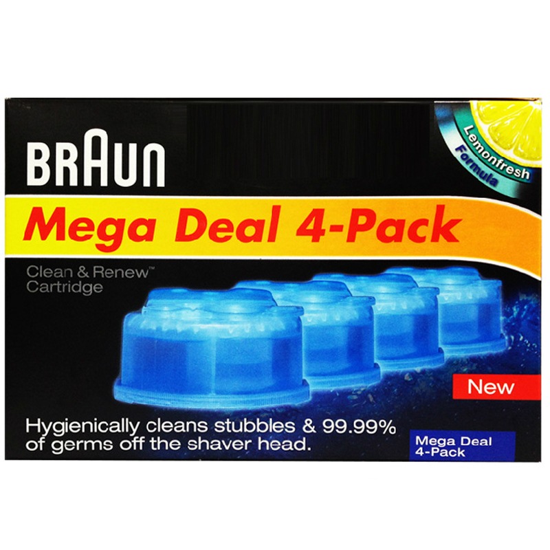 博朗电动剃须刀清洁液4盒装Mega Deal 4-Pa...