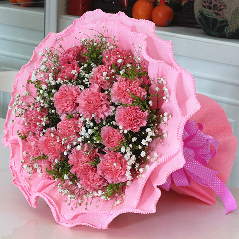 <em>三八妇女节鲜花速递</em> 康乃馨 百合花 生日礼物 祝