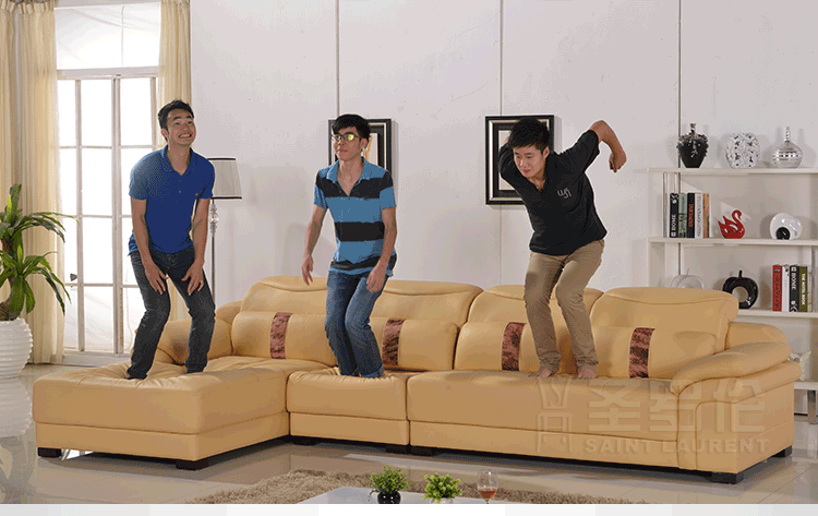 圣罗伦家具 真皮沙发 组合 头层牛皮 现代沙发皮艺沙发(珠光黑色 珠光