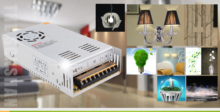 
                                        珍靓 开关电源12V30A360W机箱监控设备转换变压器直流稳压铝壳开关电源led灯带适配                