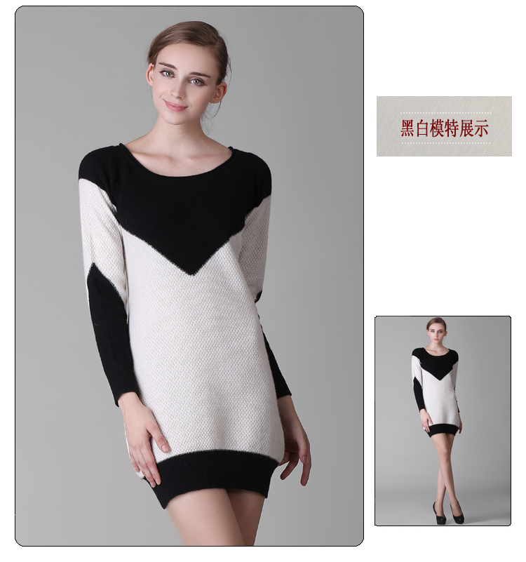 依尚 <em>女式</em>羊绒衫<em>加厚打底衫</em>针织衫毛衣修身U领