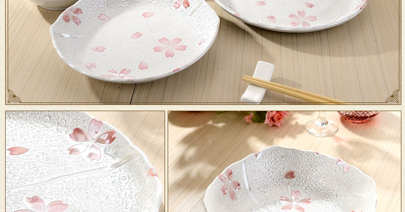 日本餐具 进口陶瓷 日本陶瓷 美浓烧餐具樱花盘子碗碟套装 陶瓷碗日式碗 PHY12345 PHY-3P 大汤碗