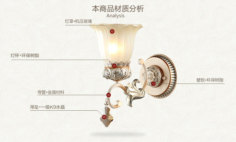 欧塞洛斯欧式田园豪华壁灯卧室床头灯具508/1b