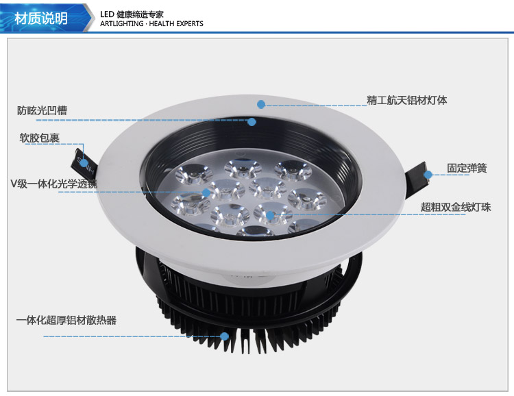 朗硕 led射灯360度旋转射灯筒灯过道灯玄关灯餐厅卧室灯12W灯具LS3033-12 暖光