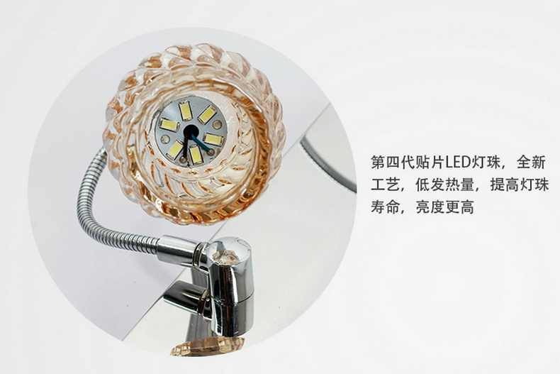 爱惟浴室镜前灯led卫生间灯中式镜灯镜柜灯三头梳妆台灯化妆灯灯罩可调洗手间壁灯3189 珍珠花罩