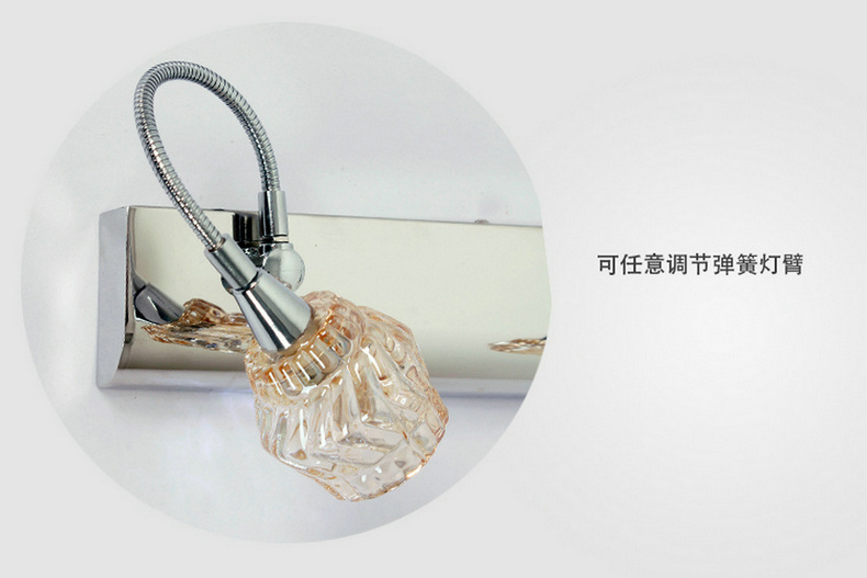 爱惟浴室镜前灯led卫生间灯中式镜灯镜柜灯三头梳妆台灯化妆灯灯罩可调洗手间壁灯3189 珍珠花罩