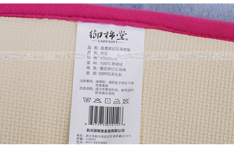 
                                        【御棉堂】浴室洗澡间防滑垫 慢回弹地垫 卫生间脚垫 进门垫 入户门垫子地毯 天蓝 43cmx60cm                